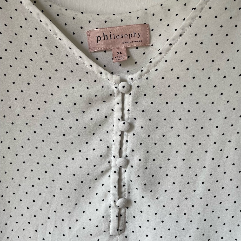 Philosophy White Polka Dot Top